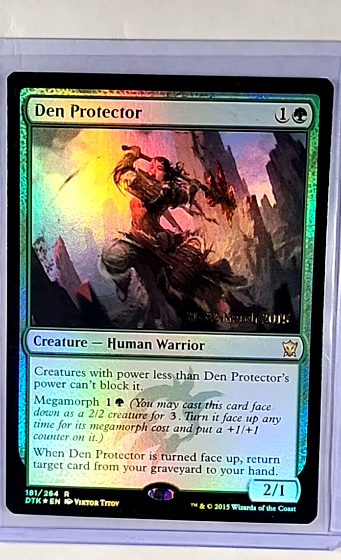 2015 MTG Magic The Gathering DTK Dragons of Tarkir Promo Foil Den Protector LP