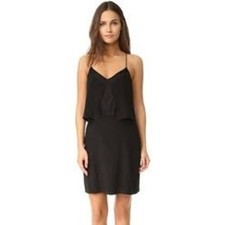 Madewell Black Silk Sleeveless Dress Layered Lace Detail Size 6