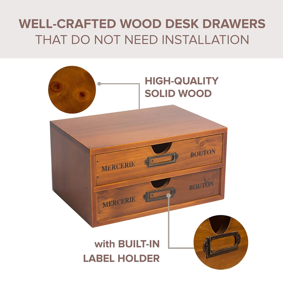 Stackable Apothecary Cabinet 4 Drawer Desk Organizer - Vintage Library Card C... - Image 3 of 4