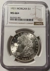 1921 P Morgan Silver Dollar NGC MS66+ Plus
