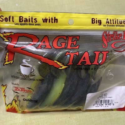 Strike King Rage Tail 3  Rage Shad - Green Pumpkin Chartreuse- 5 Count Pack