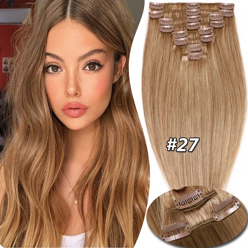 100% Echthaar Clip In Remy Haarverlangerung Extensions Glatt 8 Tressen Dick Lang - Bild 11 von 37