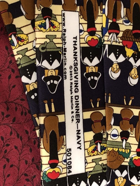Ralph Marlin "Thanksgiving Dinner-Navy" Tie 2013 Pilgrims ...