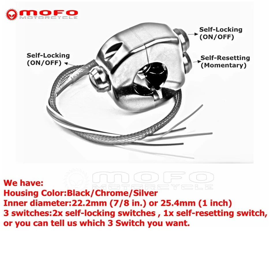 25.4mm Handlebar ON/OFF Momentaty Hand Contol Switch For Yamaha V-Star 650 1100 - Image 3 of 4