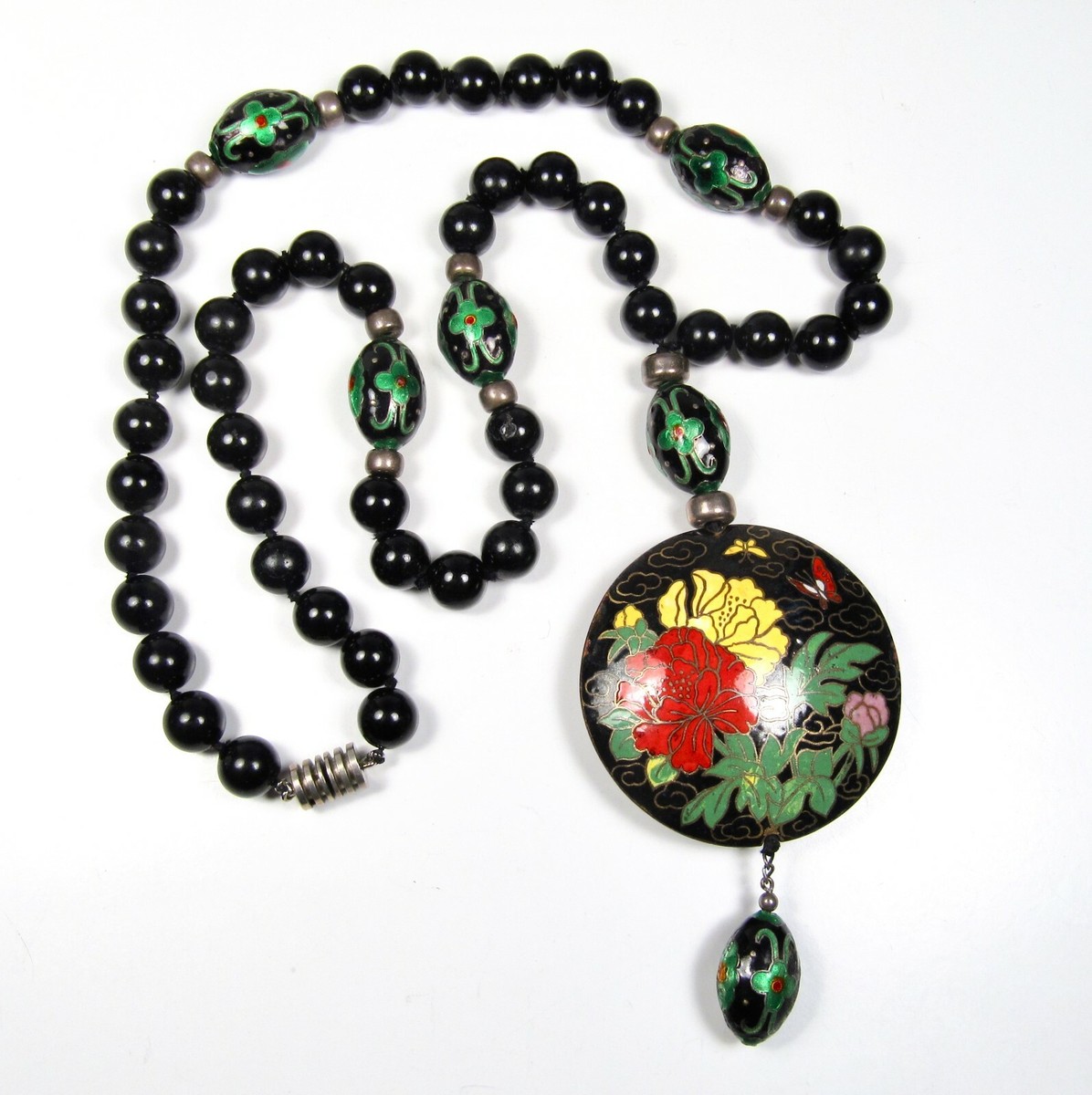 OLD TIFFANY 1980's ONYX BALL NECKLACE Tiffany & Co Onyx Bead
