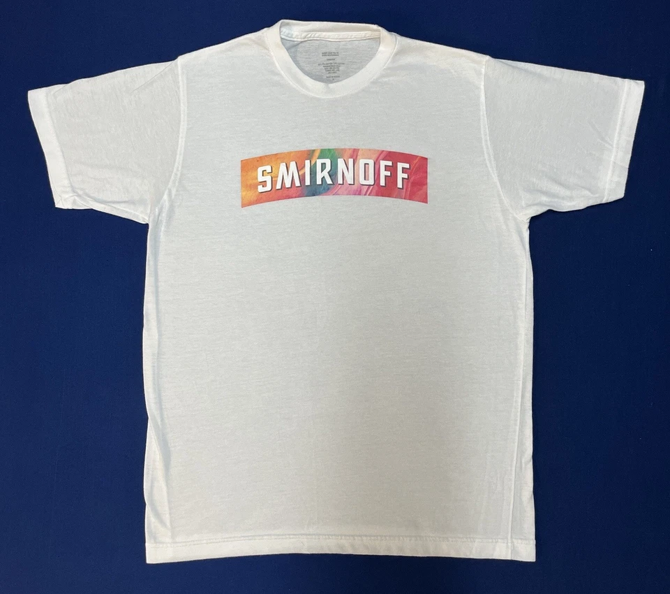 Camiseta SMIRNOFF Mandarina Nueva Sin Etiquetas Talla M Pecho 39” Blanco Verano Colores Playa Vodka Foto 2 de 4