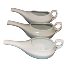 Antique Vintage White Porcelain Infant Invalid Feeder PAP Boat Lot of 3 1930s B2