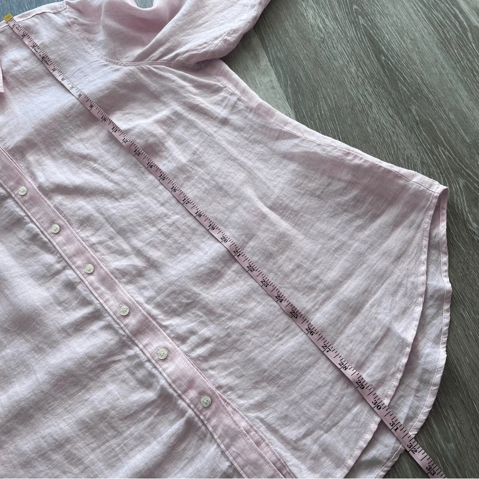 Lord & Taylor Rosa 100% Lino Blusa Abotonada Mujer’s Talla Grande 1x Foto 3 de 4