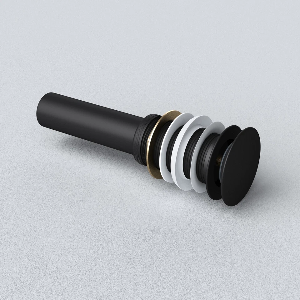 Design Automatik Ablaufgarnitur Push-Open Pop-Up-Ventil Abfluss Schwarz Pup01  - Bild 2 von 4