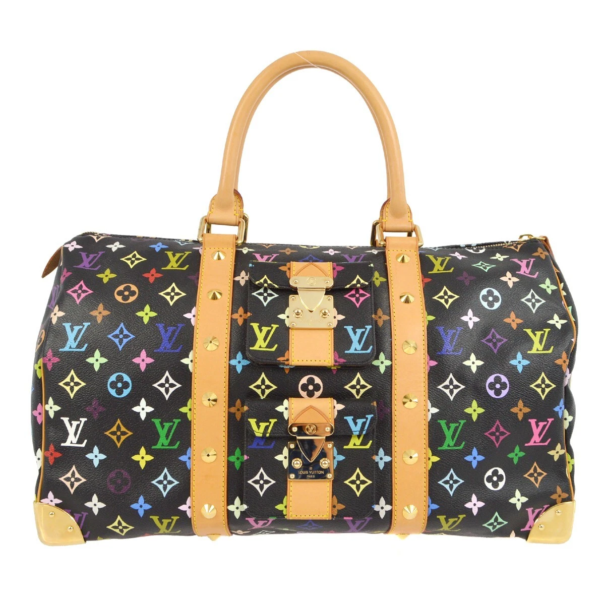 Louis Vuitton Black Monogram Multicolor Keepall 45 Duffle M92640 