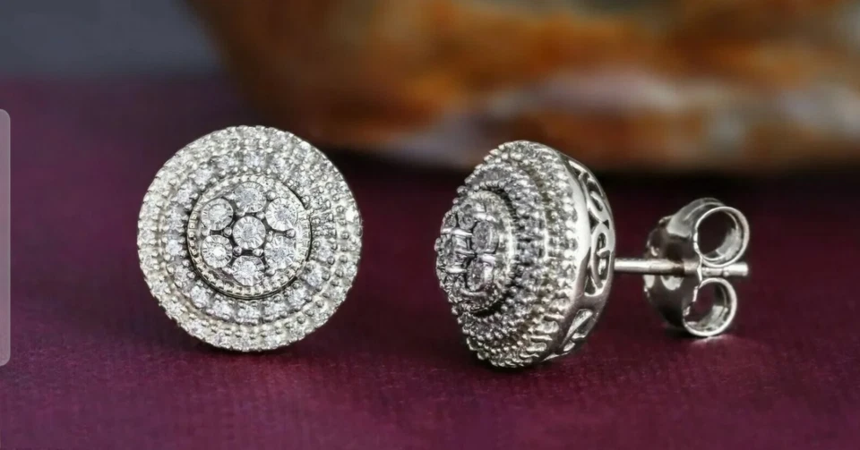 Sterling Silver 925 0.20Ct Diamond Cluster Halo Stud Earrings - Image 2 of 4