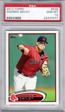 2012 Topps Baseball - Andrew Bailey - PSA 10 - #539 - Registry - RED SOX!