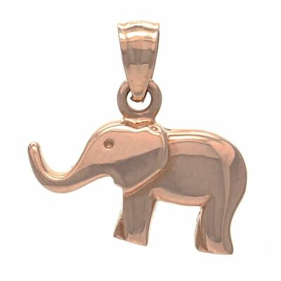 14k Rose Gold High Polish 3D Good Luck Charm Elephant Pendant 2.7 grams