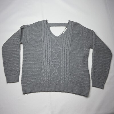 Rd Style Women s Large Light Grey Pull Over V-Neck Knit Cardigan Sweater