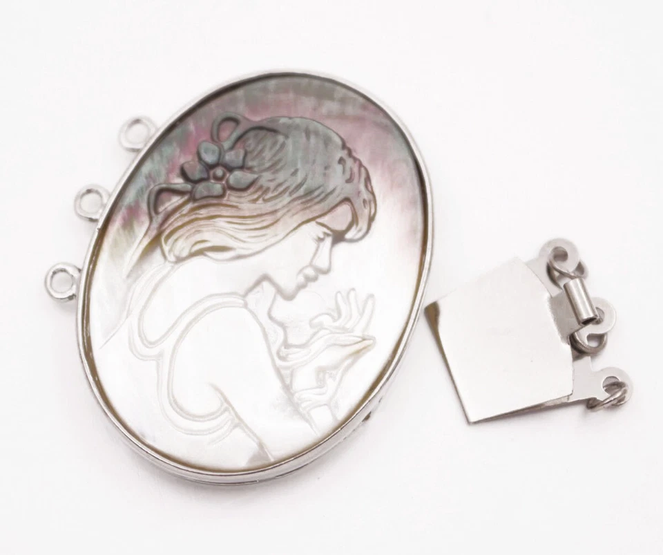 Gray Shell Cameo beauty Shell Clasp Mother of Pearl 35mmX40mm - Image 4 of 4