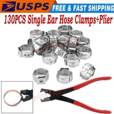 260pcs 304 Stainless Steel Single Ear Hose Clamp Crimp Hose Clamp Assortment Kit