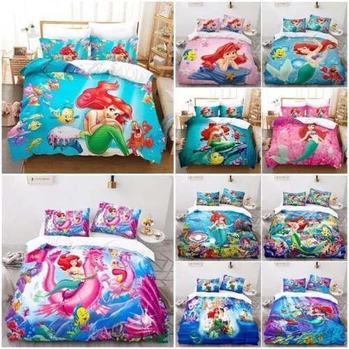 The Little Mermaid Princess Ariel 3D Quilt Duvet Cover Bedding Set Pillowcase UK - Picture 2 of 39