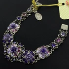 Bracelet beautiful Michal Negrin silver color Crystals Flowers Made in Israel