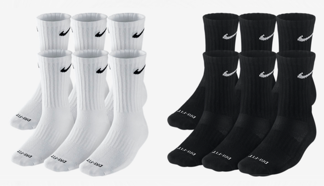 nike men's socks dri fit crew 6 pairs