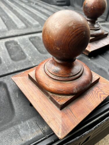 c1890 Vintage Classic Newel Post Endkappe Herz Kiefer 8,5"" h x 8,5"" & 7"" sq - Bild 2 von 18