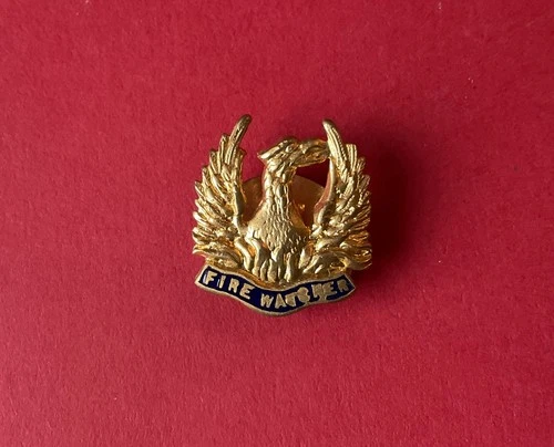Vintage Fire Watcher  Lapel Badge  Military War worker Home Front Phoenix WW2