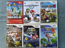 Lot of 6 Nintendo Wii Mario Games All CIB Mario Kart, Galaxy 1&2,Mario Party ETC