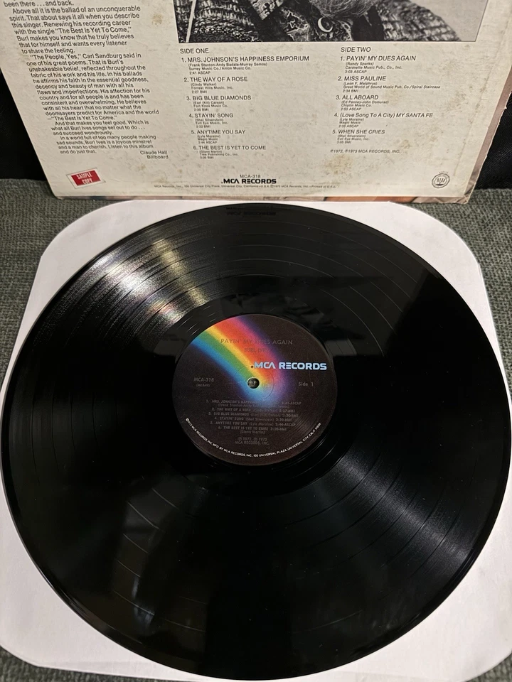 Burl Ives - Payin’ My Dues Again - MCA Records Pressing MCA-318 - Image 3 of 4