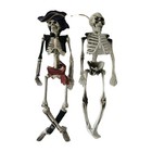 2 Halloween Hanging Skeleton 1 Jointed Pirate Costume 1 Sitting Plastic 15" Tall