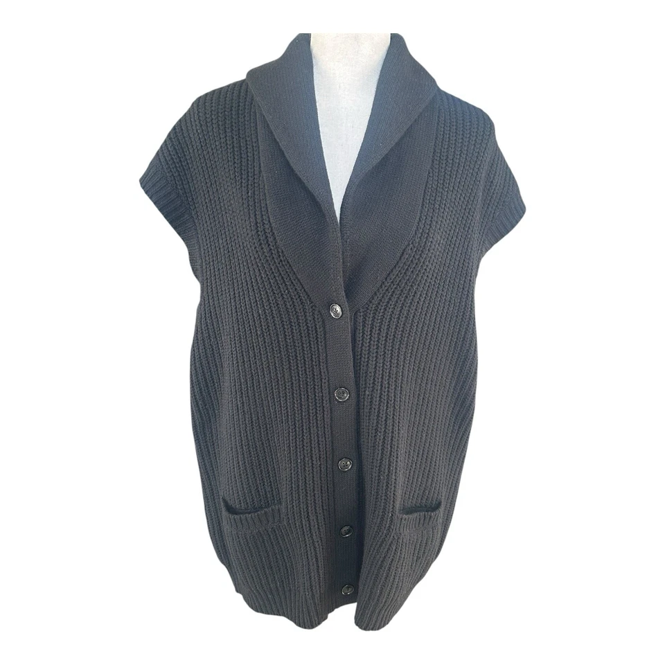 De Colección Y2K Ralph Lauren Etiqueta Negra Lana Mezcla Cachemira Chal Cuello Cárdigan Chaleco Foto 2 de 4