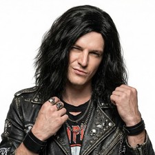 STfantasy Mens Wig Long Wavy Mid Length Synthetic Hair for Male 80s 90s Black