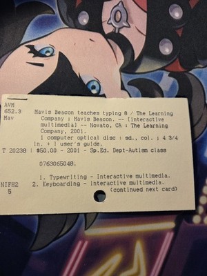 Library Card Catalog Card Mavis Beacon Teaches Typing The Learning Company