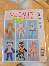 McCall's M7819 Pattern Soft Stuffed Toys Fox Bear Cow Unicorn One Size New Uncut