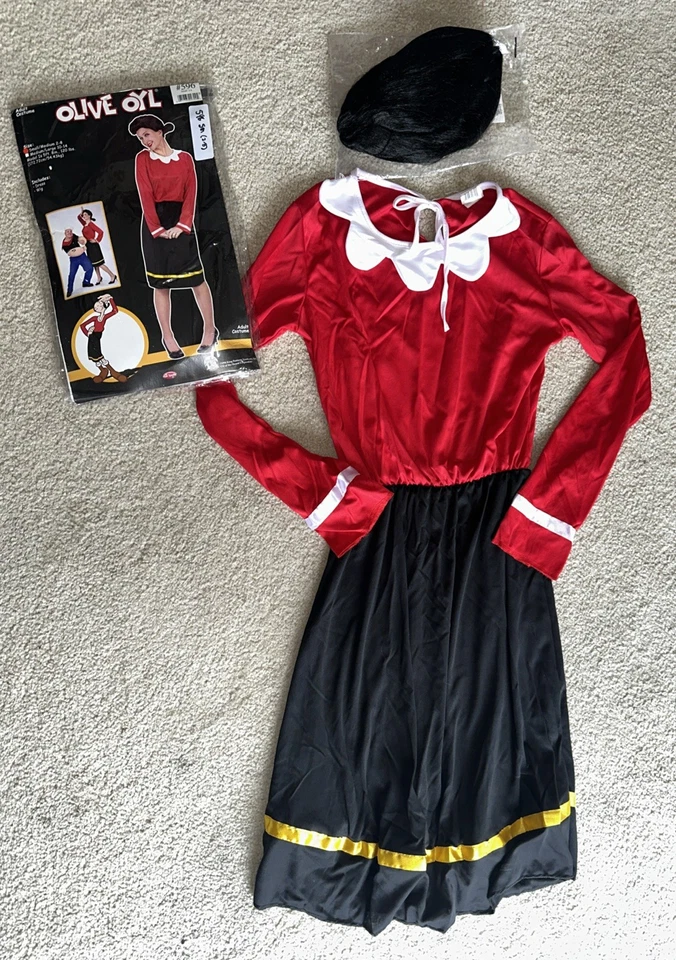 Olive Oyl Disfraz Adulto Popeye Marinero Esposa Pequeño Mediano Vestido Peluca Foto 2 de 4