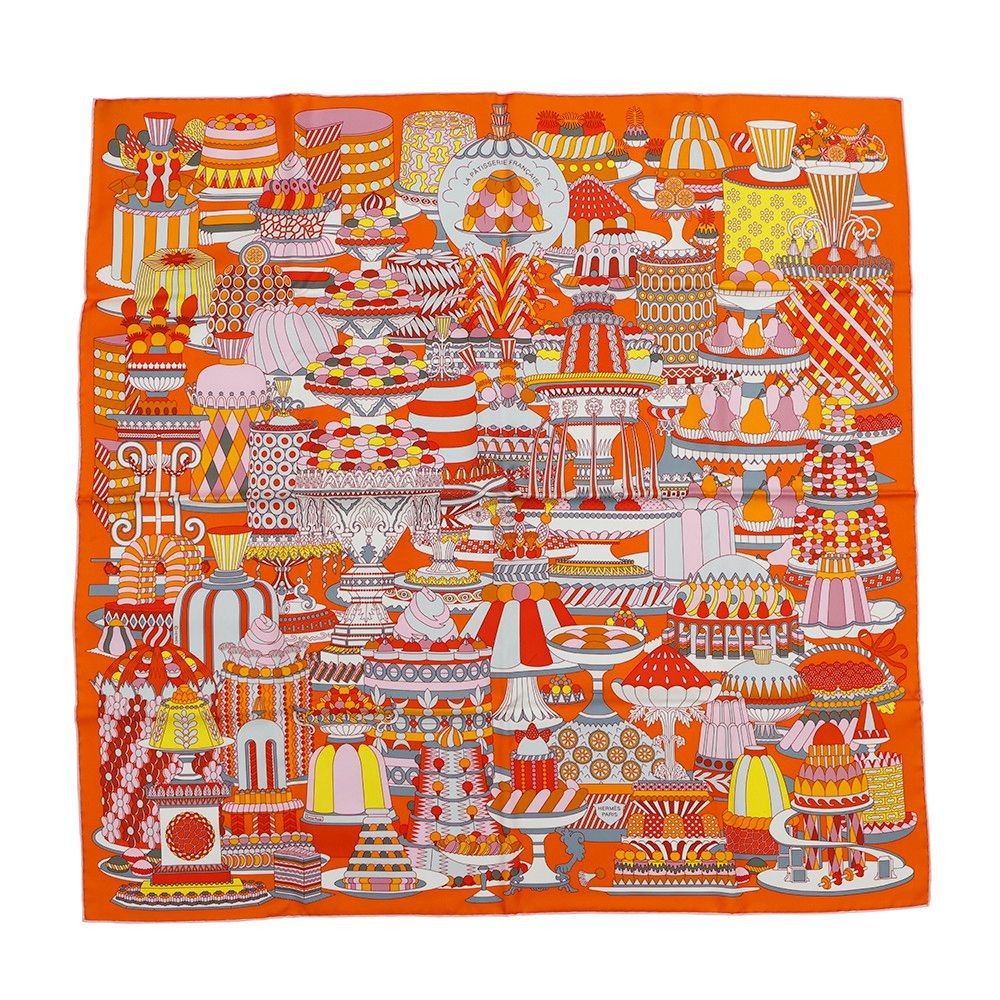 Hermes Scarf Carr 90 La Patisserie Francaise HERMES Silk Autumn Winter 2019 From