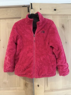 The North Face Girls Reversible Hot Pink/Black Faux Fur/Puffer Jacket, Size XL