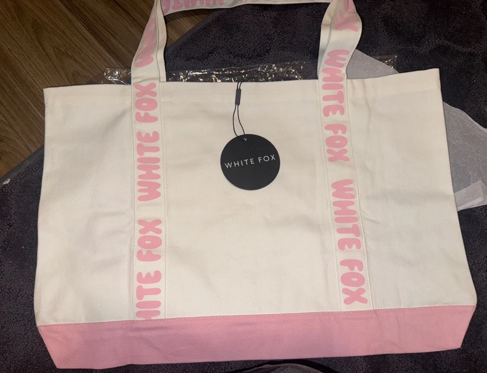White Fox Canvas Tote Off White/pink - Image 4 of 4