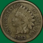 1863 Indian Head Cent Very Good VG Coin, Rim Nicks #37167