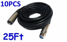 10 Pack Lot XLR Shielded Balanced Microphone Mic Audio Cable Male to Female 25ft