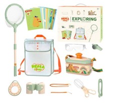 Kids Outdoor Explorer Kit - Bug Catcher Kit with Binoculars, Butterfly Net, Magn