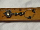 Silvertone Dangle Heart Earrings Marcasite Green Black Silver Bead  — photo 4