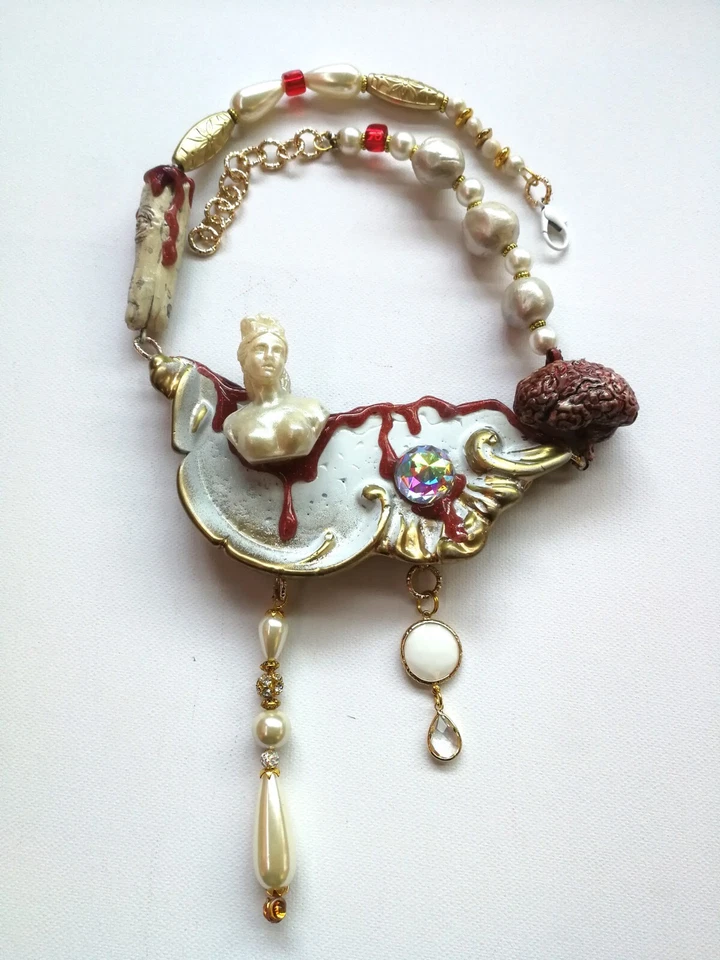 Joyería de lujo collar estilo barroco colgante dramático vintage brutalista gargantilla Foto 2 de 4