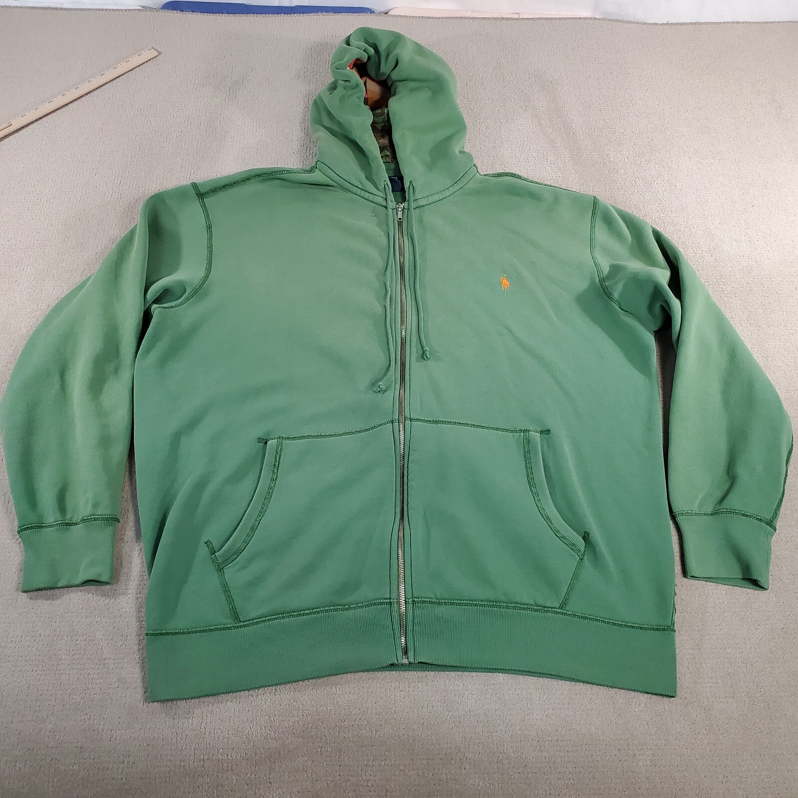 Polo Ralph Lauren felpa con cappuccio uomo 2XLT XXLT verde felpa full zip pony con cappuccio *