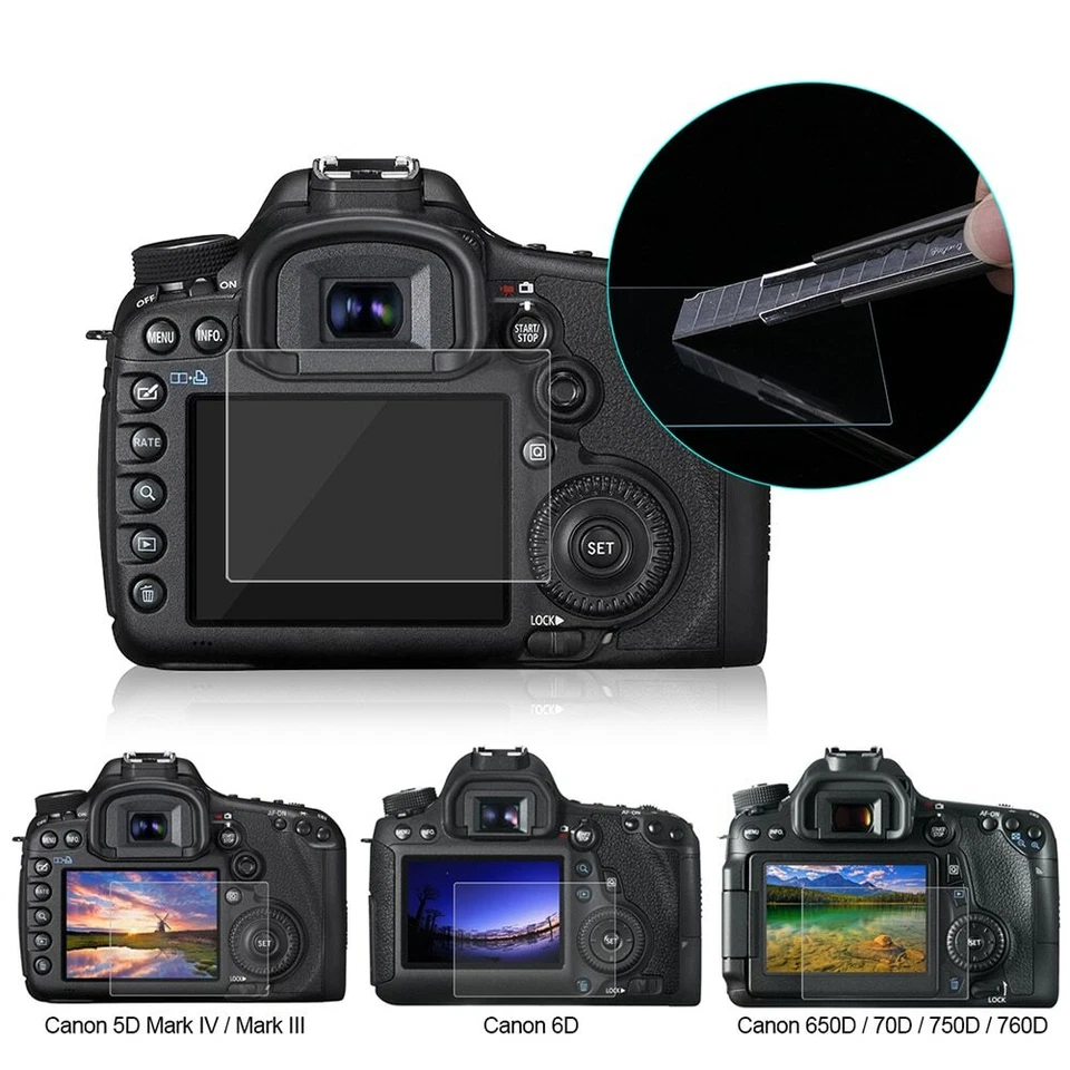 Tempered Glass Screen Protector For Canon EOS R 5D 6D 7D 100D/M3 200D 650D 1200D - Image 2 of 4