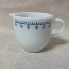 Vintage Pyrex Tableware Blue Snowflake Garland Milk Glass Creamer 722 USA MADE