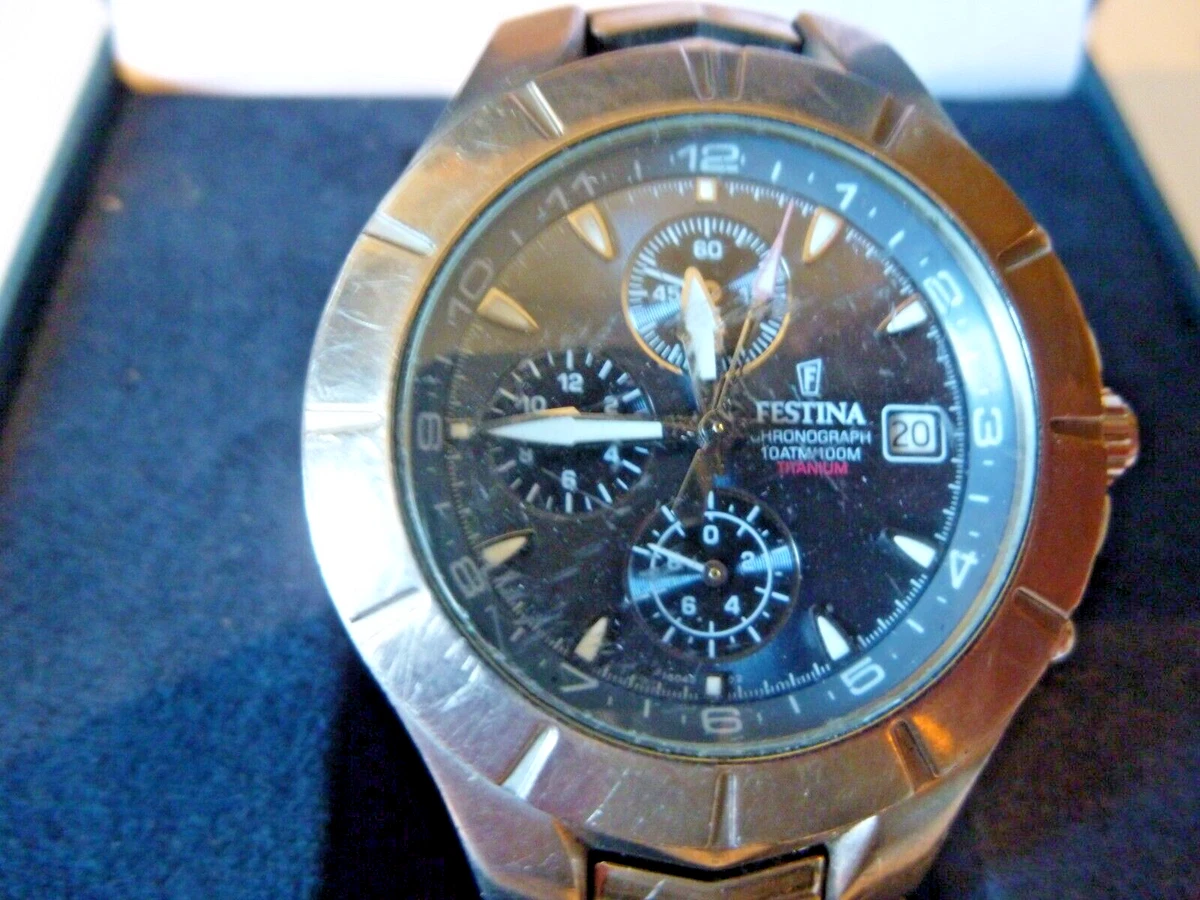 Montre Chronograph FESTINA Titanium Collection 16040 - Pile neuve, Boite,  notice