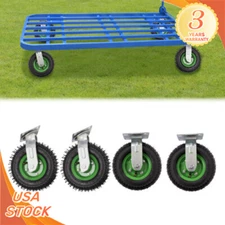 4pcs Pneumatic Air Tire Wheels 2 Rigid 2 Swivel HD Farm Cart Caster Wheel Set 8"