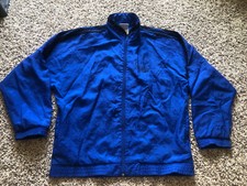 Vintage 80s Adidas Spellout Trefoil Blue Track Light Nylon Medium Jacket VTG