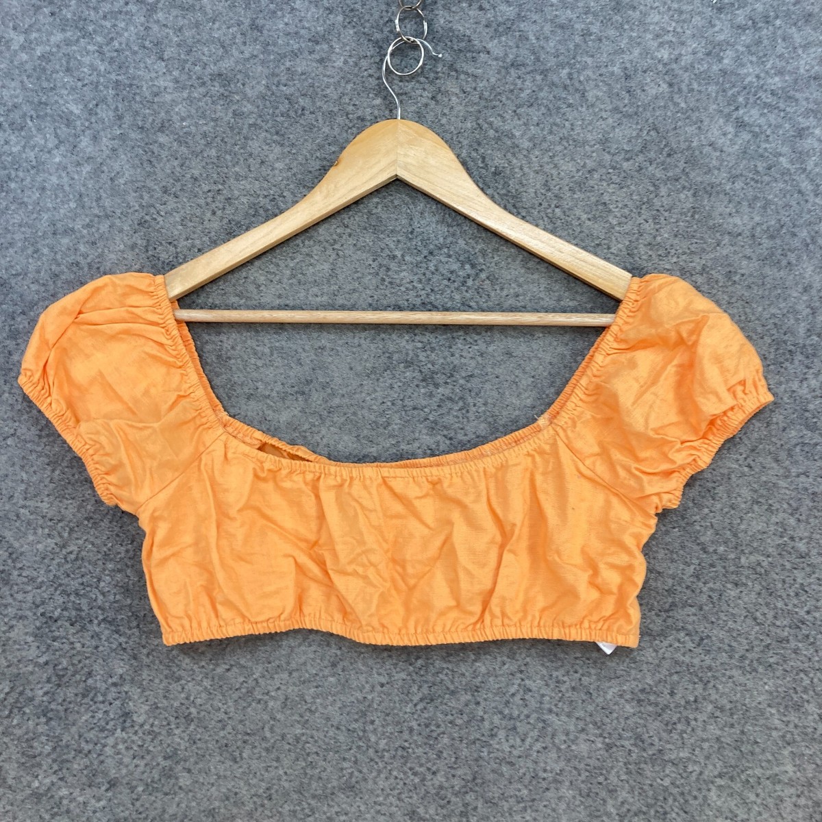 Subtitled Womens Top Size L Large Orange Cropped Off Shoulder