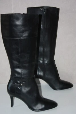SAN MARINA Bottes Bouts Ronds Cuir Noir Talons Hauts T 40 BE - Photo 1/4