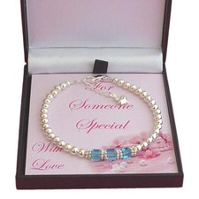 Birthstone Bracelet, with Card Gift for Special Friend, Mum, Daughter, Nanny etc
